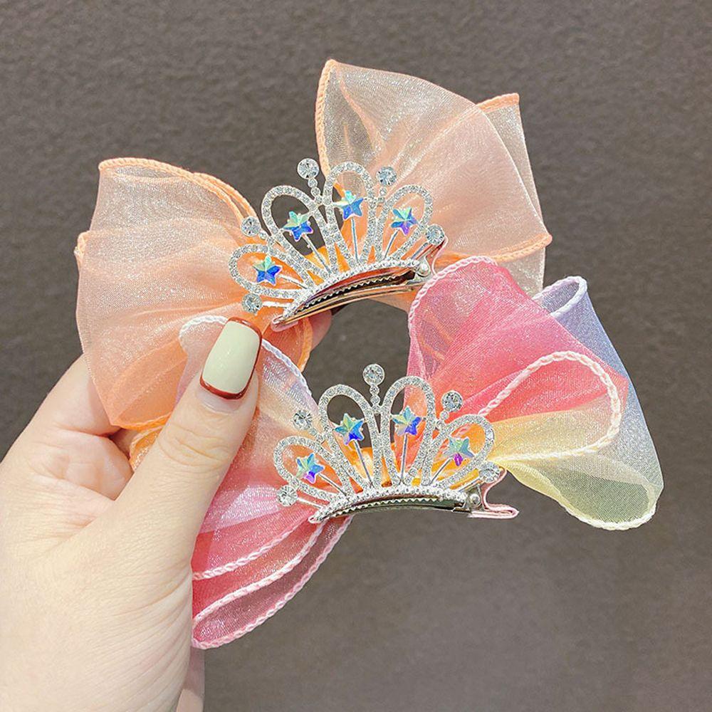 Kẹp Tóc Hình Nơ / Vương Miện Màu Ngà Phong Cách Retro Dễ Thương|Dây Buộc Tóc Chiffon Nhiều Màu Phong Cách Hàn Quốc