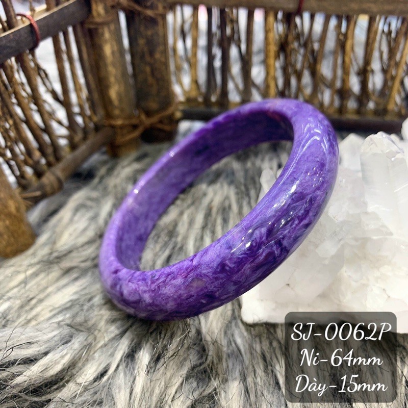 Vòng Kiềng Mắt Rồng Vân Đá Tím Lịm Xinh Xắn Size 54-63mm