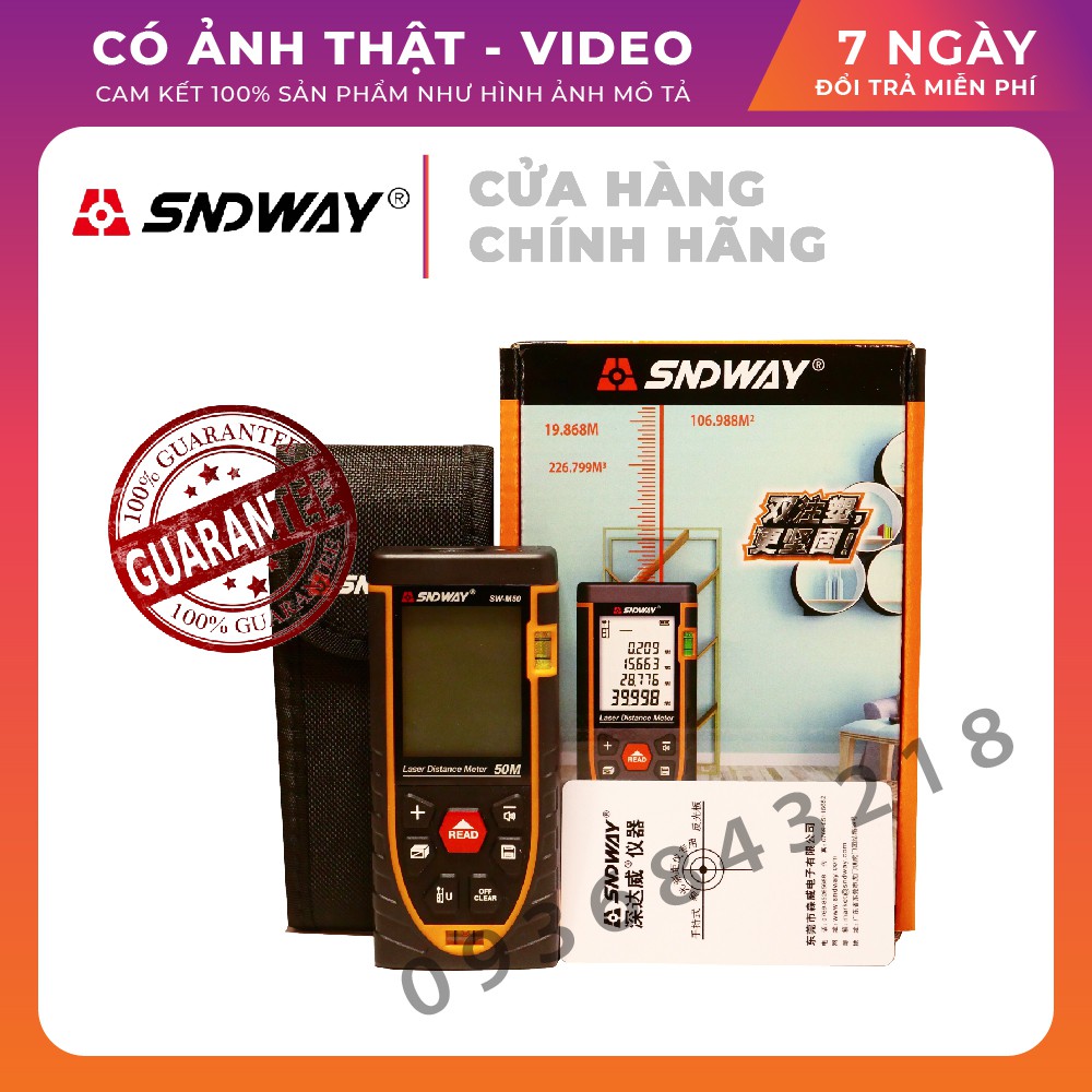 ⭐ Máy đo khoảng cách SNDWAY-50M hai bọt thủy - Thước đo khoảng cách Laser ⭐ - Chính hãng Lỗi 1 đổi 1 trong 3 tháng