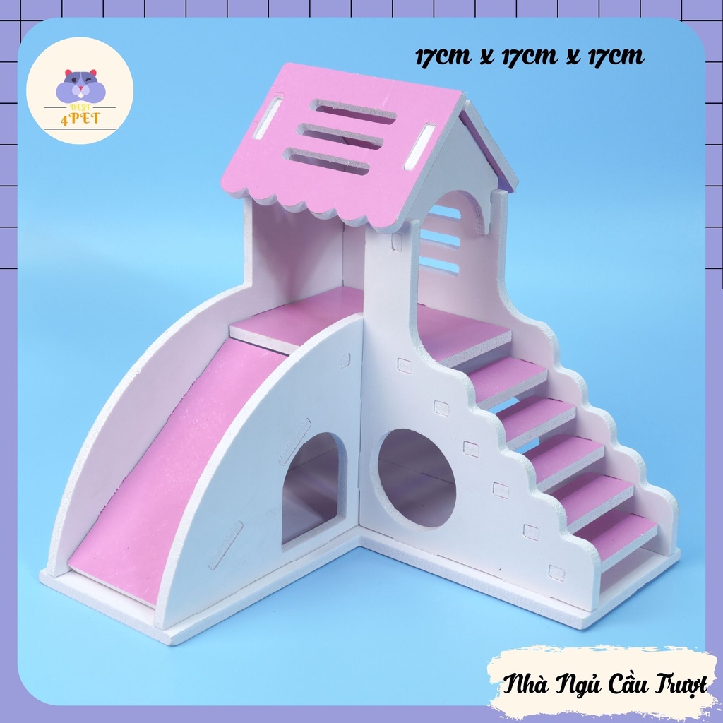 [TẶNG STICKER CUTE TRANG TRÍ] Tầng gác lửng - Nhà Ngủ Gỗ cho Hamster - Gỗ dày cứng cáp