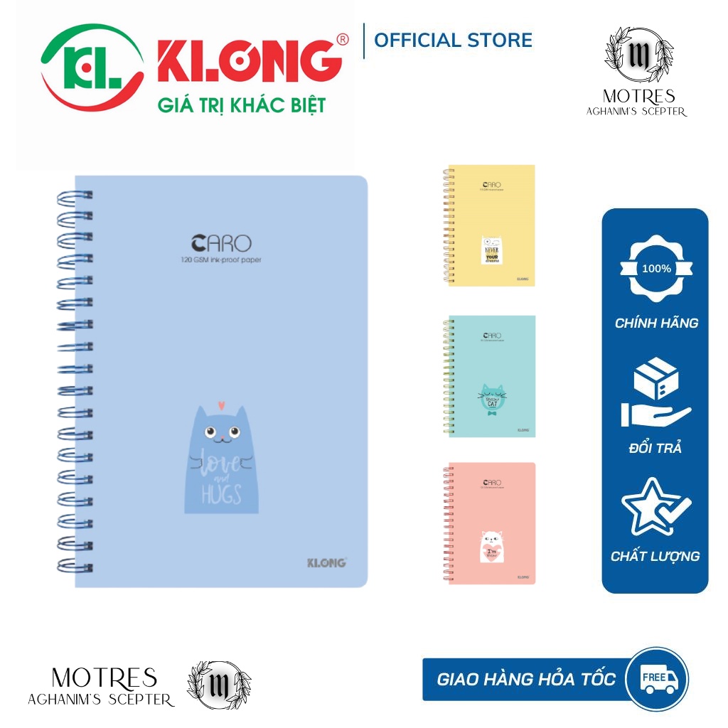 Sổ KLONG Caro lò xo kép B5- 200 trang; MS: 297