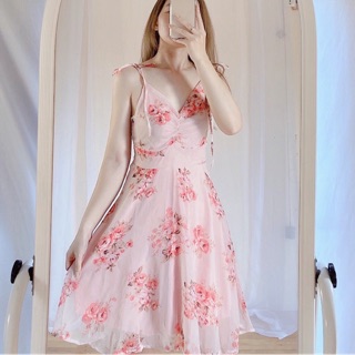 Đầm hoa hai dây kèm hình trải thật