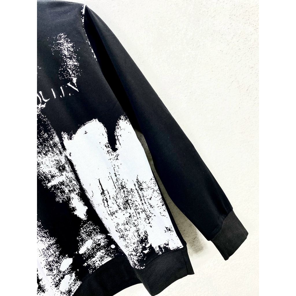 Áo nỉ loang đen trắng MCQ,áo thun nam dài tay hot hit dành cho nam và nữ có đủ sz 40-75kg form dáng chuẩn_Áo nỉ nam nữ