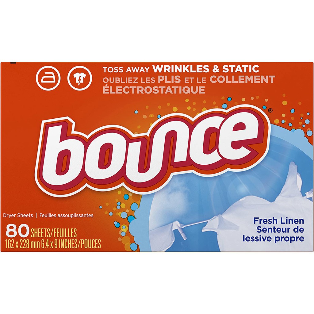 Hộp 80 Tờ Giấy Thơm áo quần &amp; mềm vải Bounce Fabric Softener Sheets Fresh Linen (Mỹ)