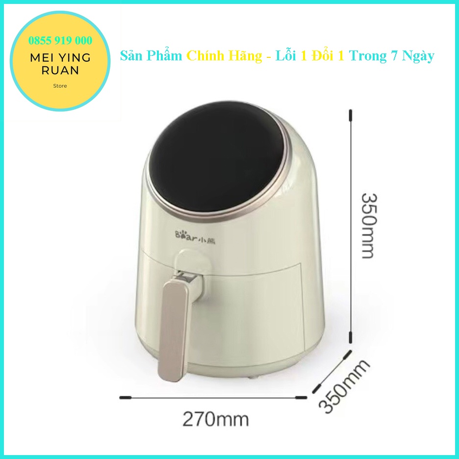 Nồi chiên không dầu mini công suất 1300W BEAR QZG-A13R1 3.2L màu trắng mặt kính cảm ứng , bảo hành 12 tháng