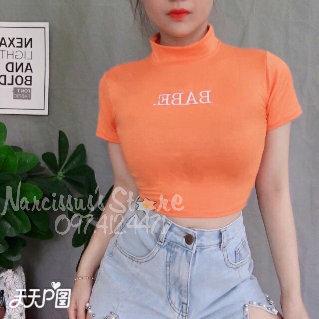 [Nhiều màu] Áo croptop cổ lọ chất cotton co giãn tốt HOT 2020 | BigBuy360 - bigbuy360.vn