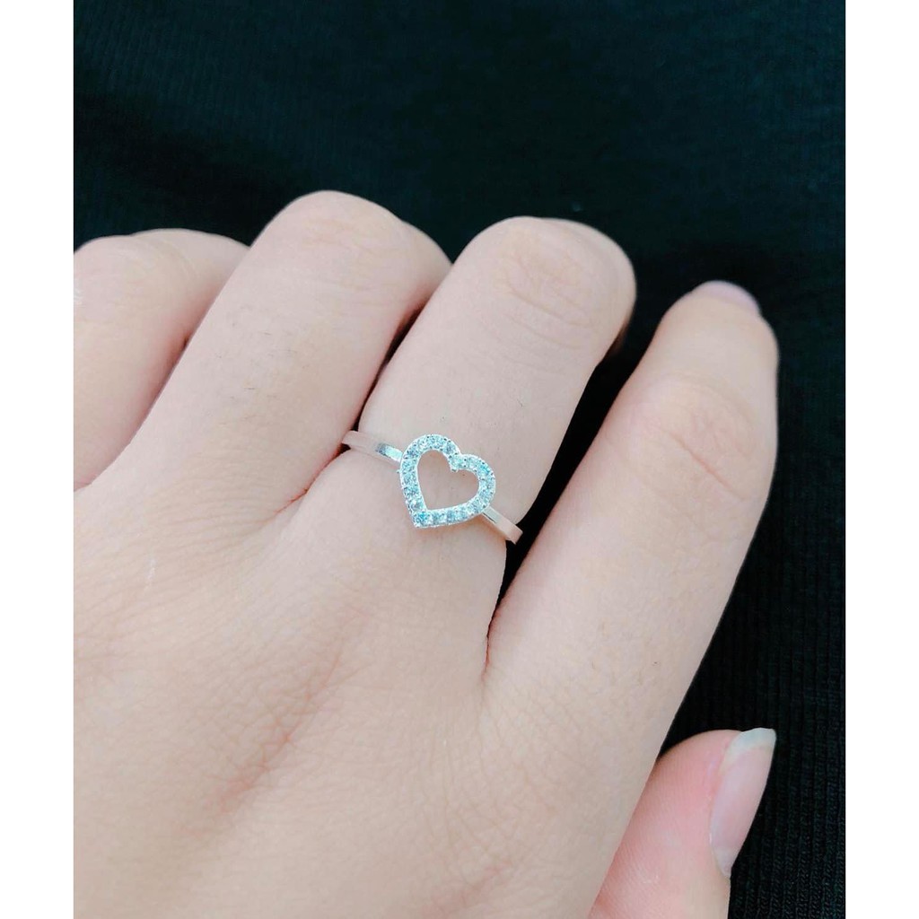 Nhẫn nữ bạc ta - tặng kèm hộp đựng - nhẫn đính đá sáng bóng sang chảnh - Trang Sức Bạc 9999