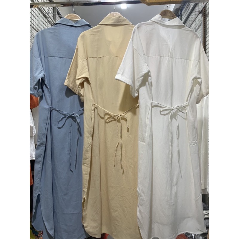 Váy thô trắng dáng dài hàng Quảng Châu 3 màu