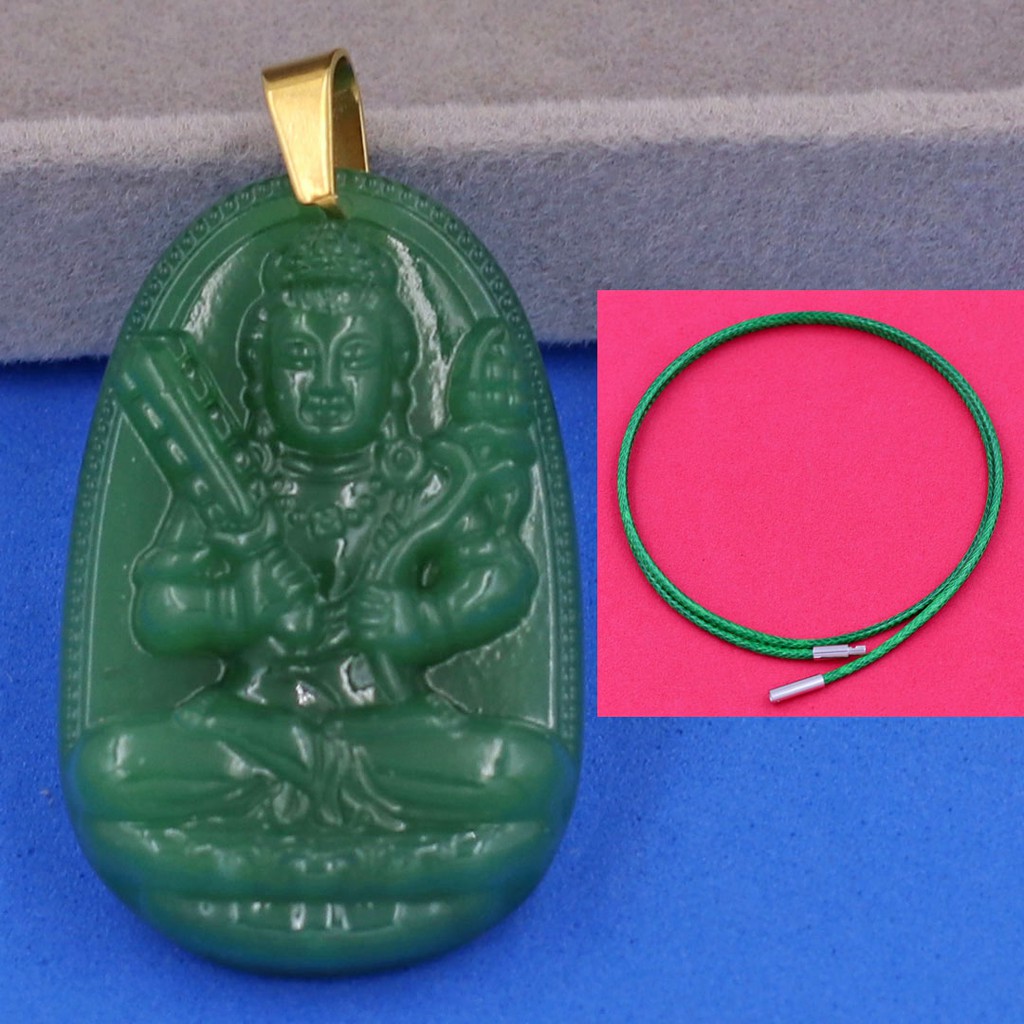 Vòng cổ mặt Phật Hư không tạng xanh lá 5 cm DCSEVTAXLN6 - Hộ mệnh tuổi Sửu, Dần