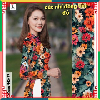 Áo dài truyền thống in 3D lụa Nhật nhiều hoa siêu đẹp