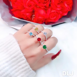 Nhẫn nữ bạc ta - nhẫn trang sức mặt đá tròn