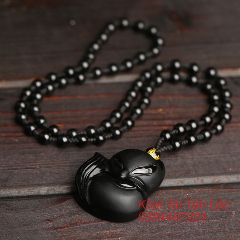 Dây chuyền hồ ly đá đen tình duyên vẹn tròn