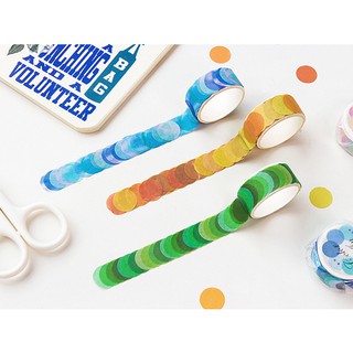 Băng keo washi sticker tape (masking tape) Infeel me chấm tròn trang trí bullet journal