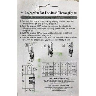 Khóa số Yeti 440 đồng thau ( 4 số )