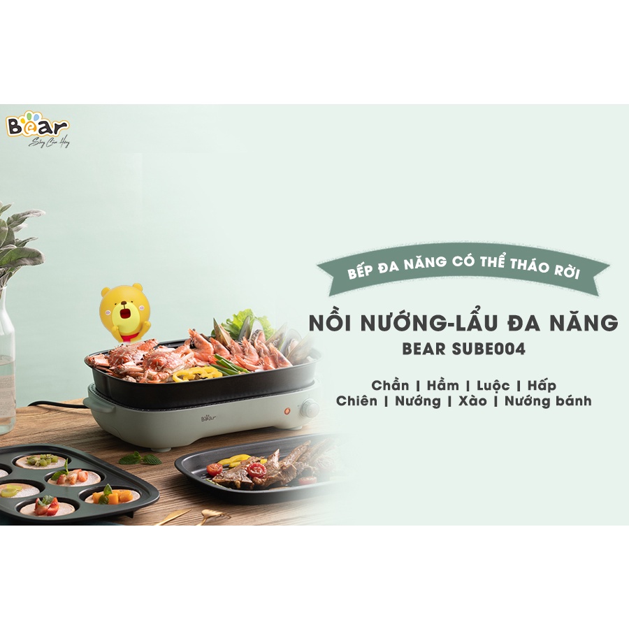 Nồi lẩu nướng 3in1 Bear SUBE004 DHG-C40D5 thỏa đam mê bếp núc với khay lẩu, khay nướng và khay làm bánh