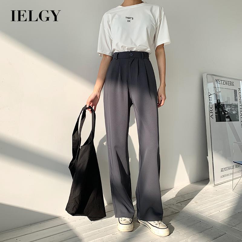 Quần Dài Nữ Lưng Cao Ống Rộng Màu Trơn Thời Trang