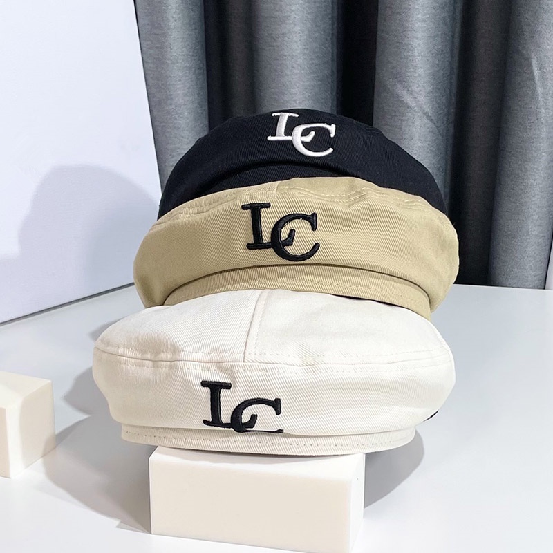 Mũ nồi màu trơn thêu họa tiết thời trang thu đông phong cách Nhật Bản cá tính