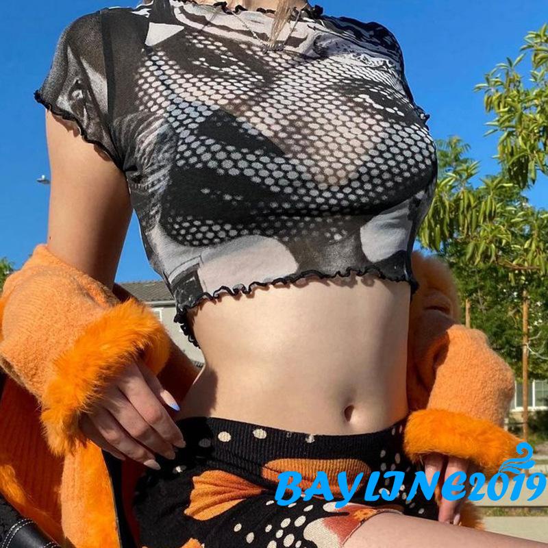 Áo thun tay ngắn in hình khuôn mặt quyến rũ dành cho nữ