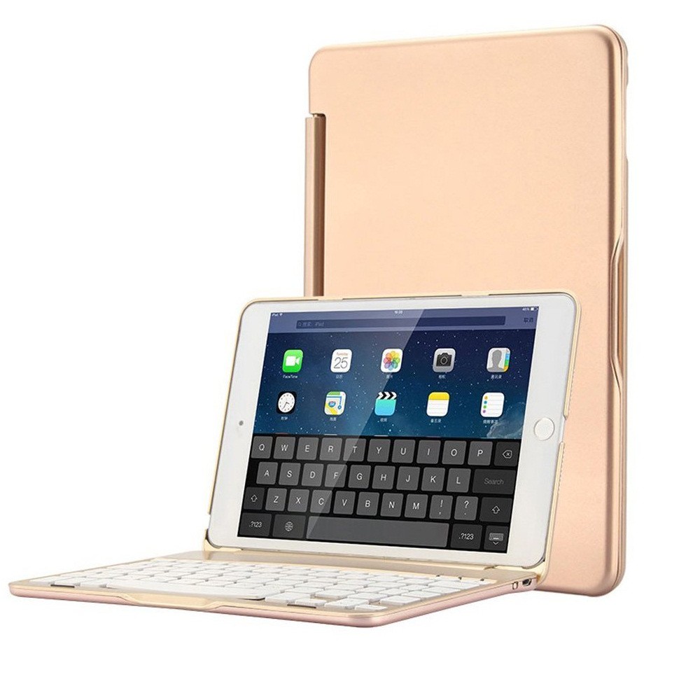 Bàn phím Bluetooth F8S kiêm ốp lưng cho iPad Mini 123 (Gold)