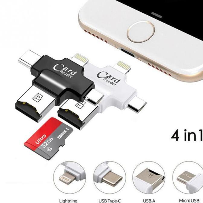 Đầu Đọc Thẻ 4 Trong 1 Đa Năng Với Cổng Usb / Otg Iphone