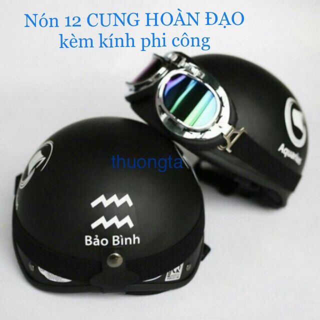 Nón bảo hiểm 12 cung hoàng đạo kèm kính phi công được lựa chọn cung