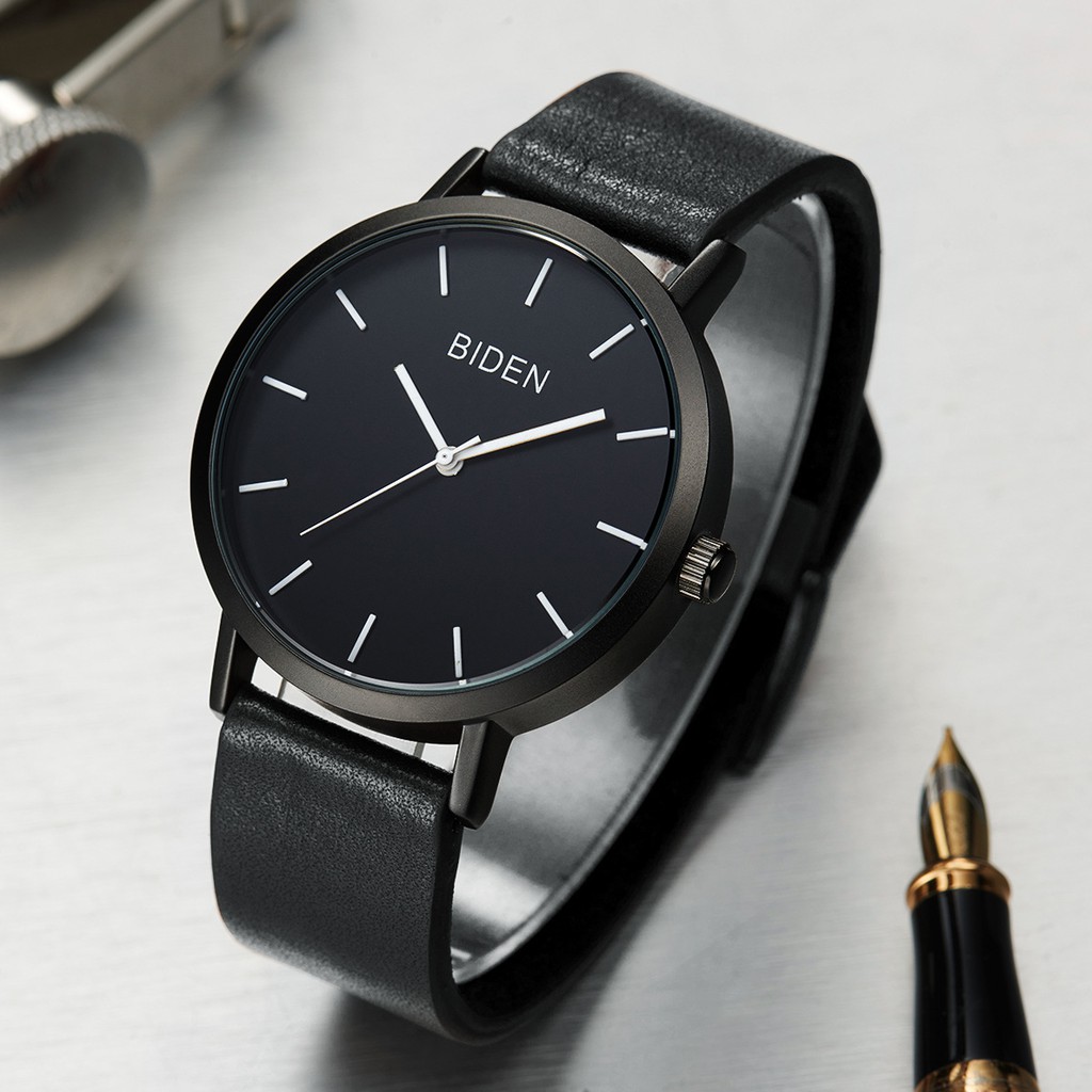 [Mã MASK2610K giảm 10K đơn từ 50K] Đồng hồ nam BIDEN dây da sang trọng chống nước 3ATM, chống xước BIDN4