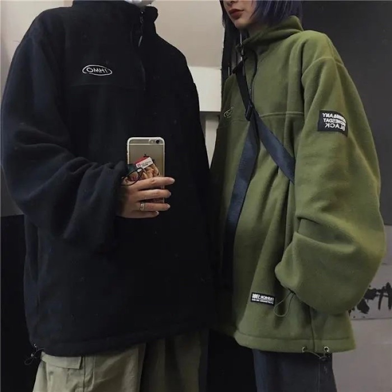 Áo nỉ nam nữ unisex có khoá,áo form rộng,dày dặn,có dây rút