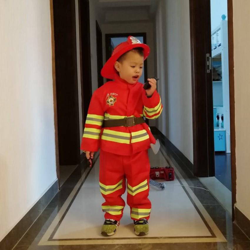Sinh nhật trẻ em Halloween Lính cứu hỏa Trang phục hóa trang có đồ chơi