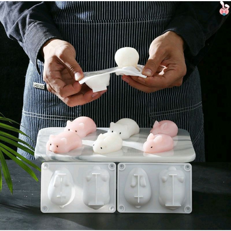 KHUÂN SILICON THỎ &amp; HEO (làm bánh, thạch, đậu hũ...)