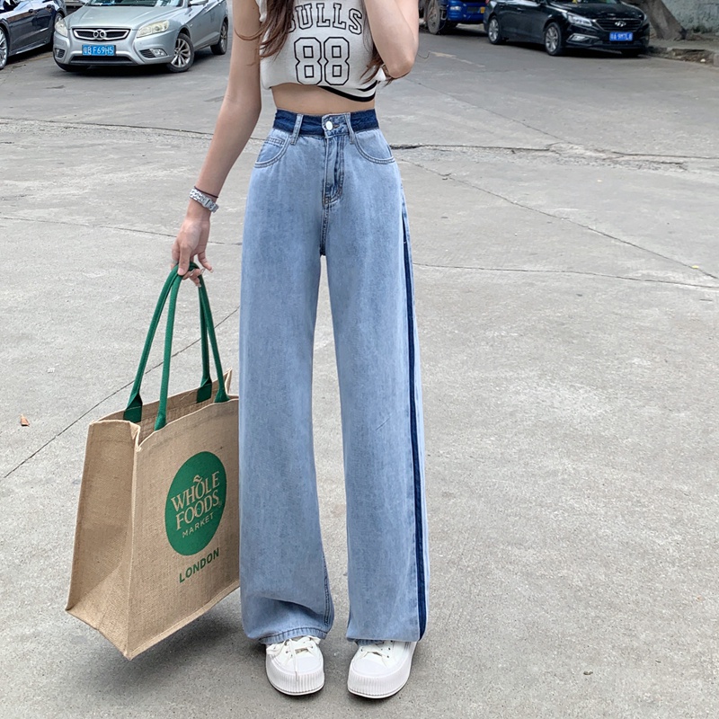 Quần Jeans Dài Lưng Cao Ống Rộng Thời Trang Cho Nữ