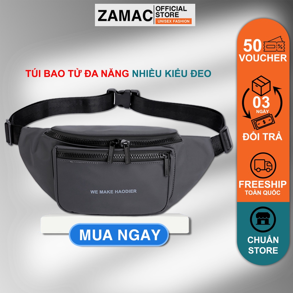 Túi bao tử nam Haodier đeo chéo ZAMAC vải dù trơn chống thấm nước ZT9