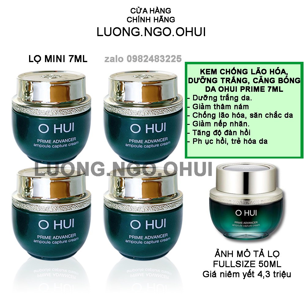 Kem Dưỡng Trắng, Chống Lão Hóa Và Căng Bóng Da Mini Ohui Prime Advancer Ampoule Capture Cream 7ml.