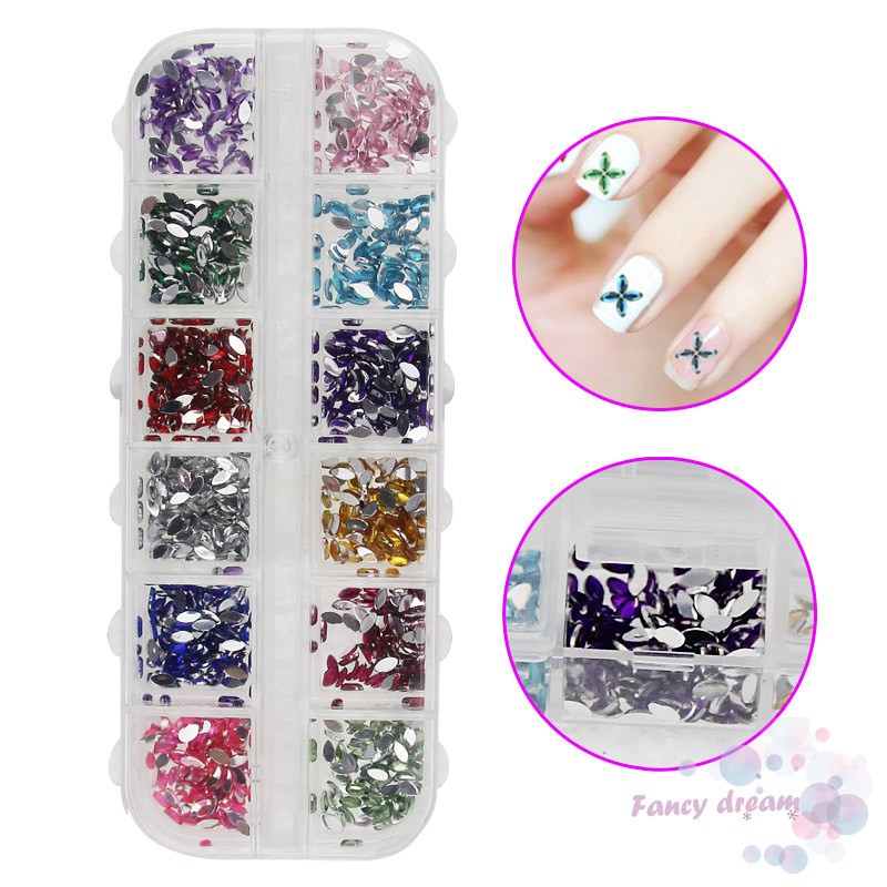 Hộp 2400 cườm nhựa lấp lánh 3D dùng để đính trang trí móng nghệ thuật