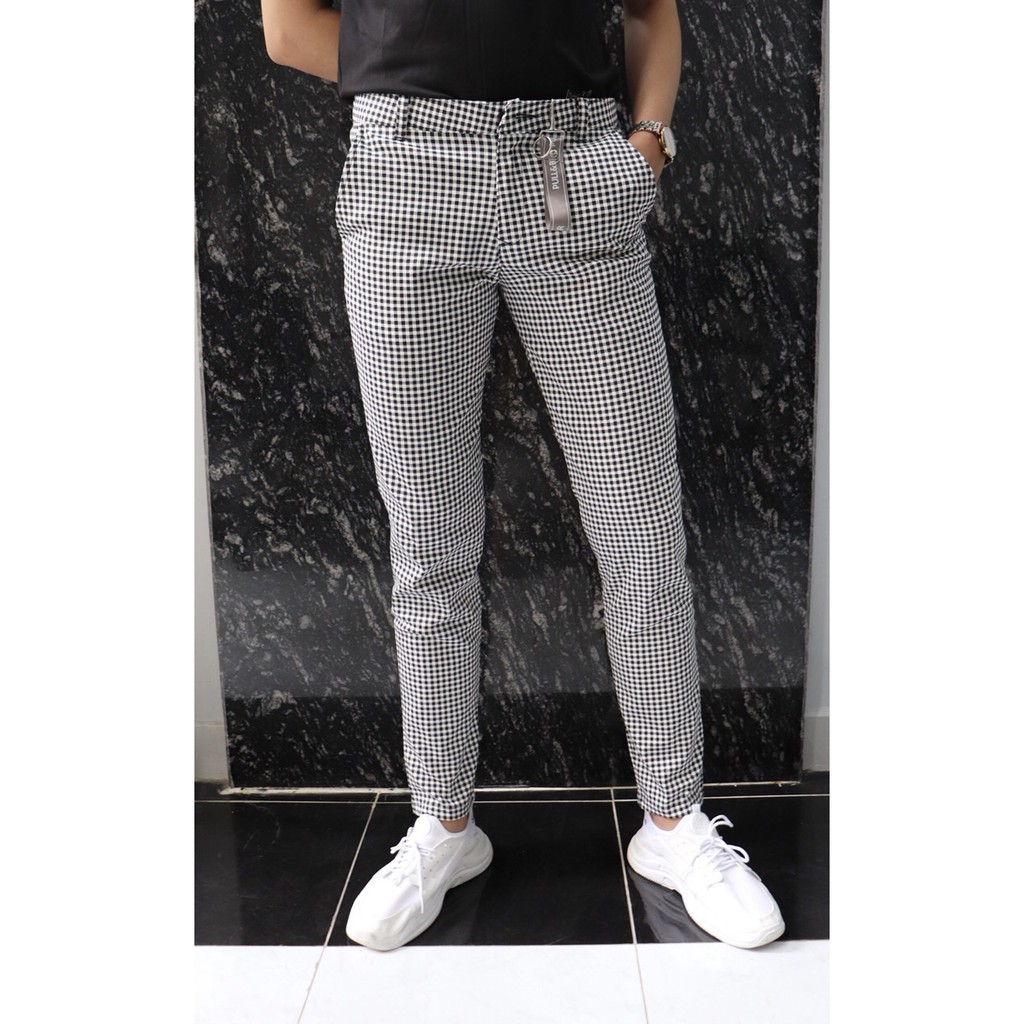 [!!HOTT] Quần Tây Ôm Body Phối Sọc Caro Cá Tính