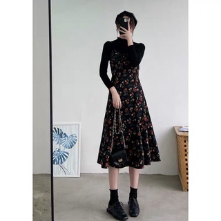 Có sẵn - váy/ đầm yếm hoa nhí tiểu thư hai dây - 2 ảnh thật ở cuối