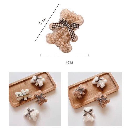 Kẹp Tóc Cho Bé Hình Gấu Bông Set 2 Kẹp Tóc 3D Dễ Thương Phong Cách Hàn Quốc HadyyKids CT11