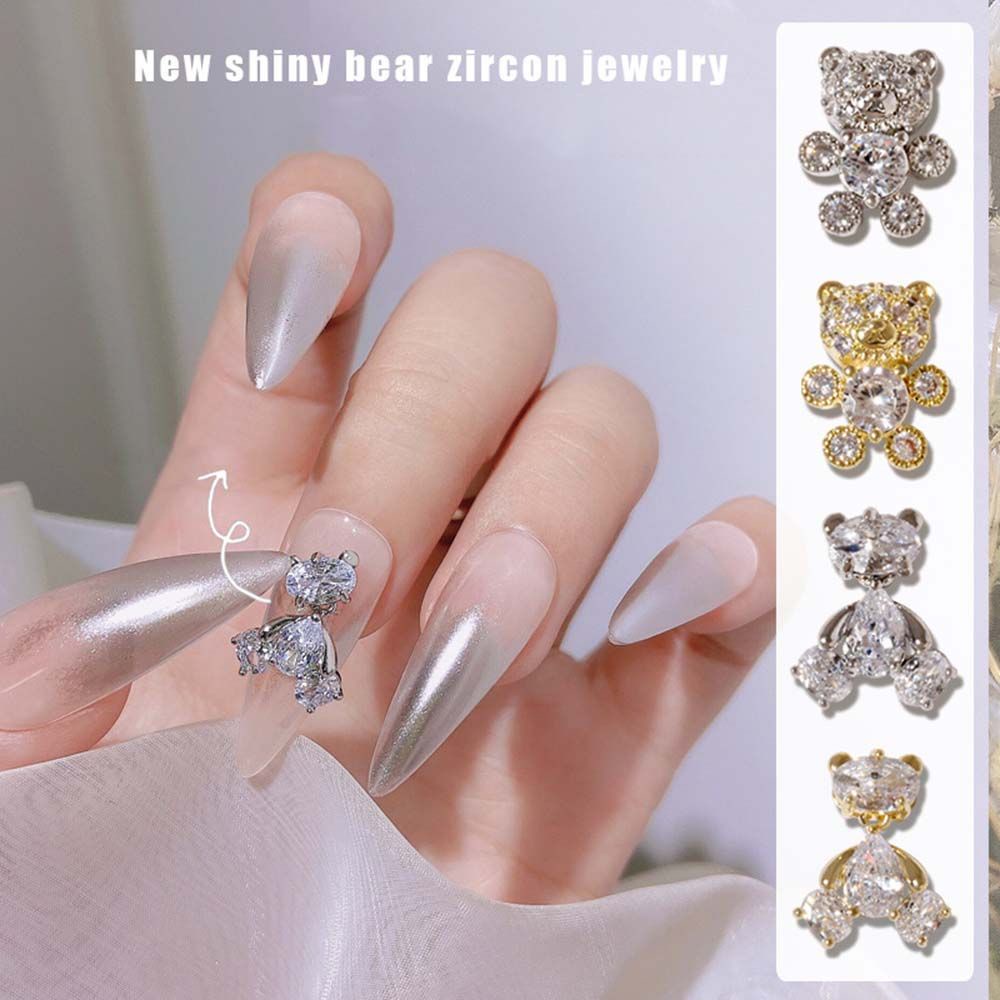 [Hàng mới về] Phụ kiện trang trí móng tay nghệ thuật hình gấu đính đá sang trọng