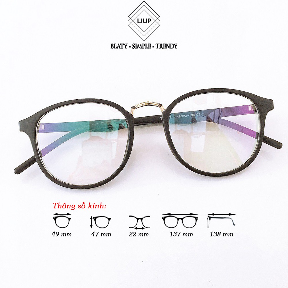 Gọng kính cận nam nữ mắt tròn nhựa dẻo 209 Liupeyewear nhiều màu phù hợp nhiều form mặt thời trang unisex