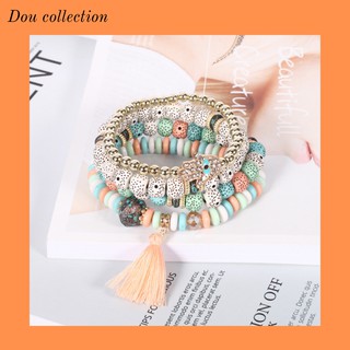 [Dou] Vòng Tay Boho Set 4 Chuỗi Vòng Tay Phong Thủy Phong Cách Boho Tuarua - Mã VT002