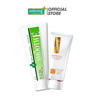 Smooth E VN - Bộ đôi dưỡng mờ thâm mụn Cream Natural Source 40g  & Kem chống nắng Physical White Suncreen 15g