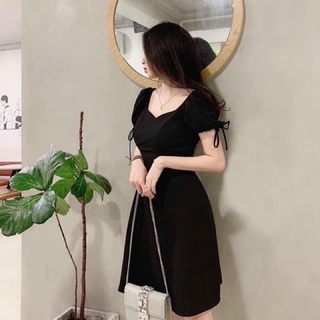 Đầm cổ u cột nơ tay bigsize
