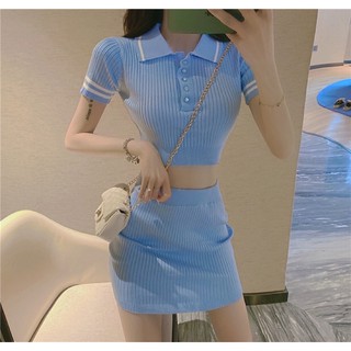 Set váy polo ôm body phong cách đường phố có hai màu G2198