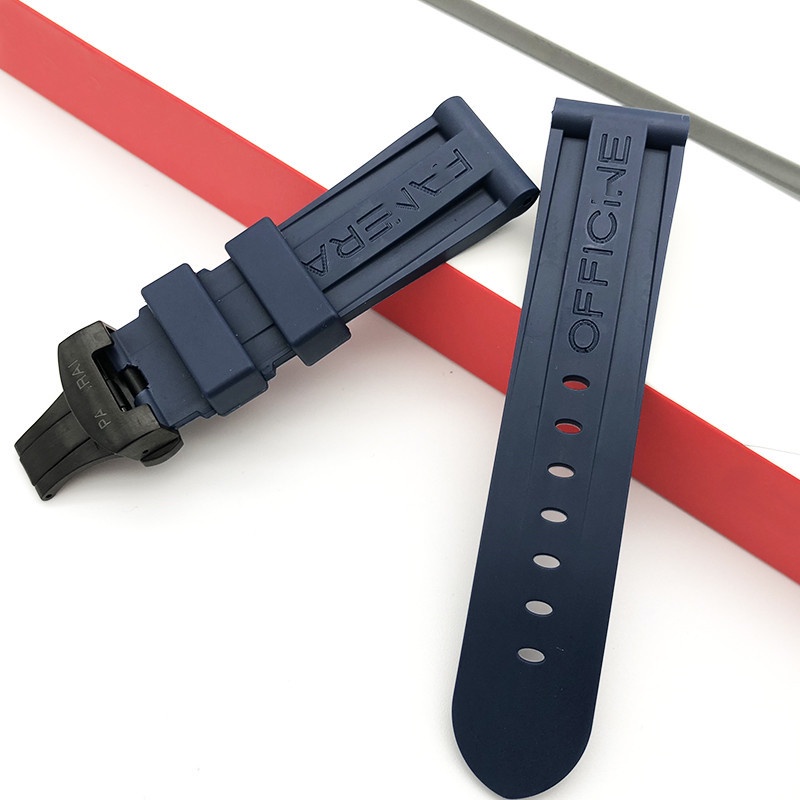 PANERAI Dây Đeo Đồng Hồ Bằng Cao Su Silicon Mềm 24mm Màu Đen Khóa Bướm Cho PAM111/441