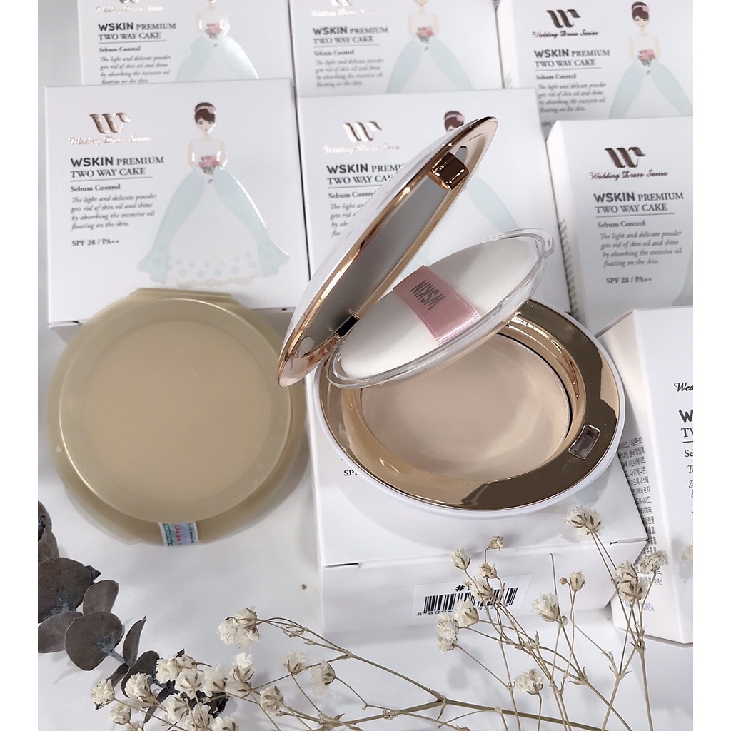 Phấn Nén Đông Y Cao Cấp Kiểm Soát Dầu WSKIN Premium Two-way Cake (Tặng 1 lõi sơ cua)