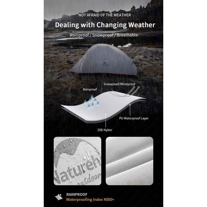 Lều 2 người Cloud Up 2 210T NatureHike NH17T001-T