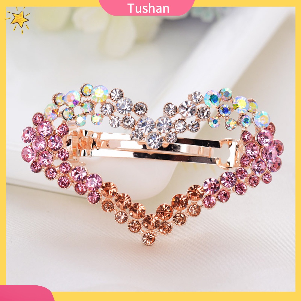 Kẹp tóc đính đá hình trái tim