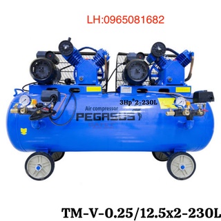 MÁY NÉN KHÍ DÂY ĐAI HÃNG PEGASUS 2 ĐẦU NÉN,2 MOTO TM-V-0.25/12.5x2-230L