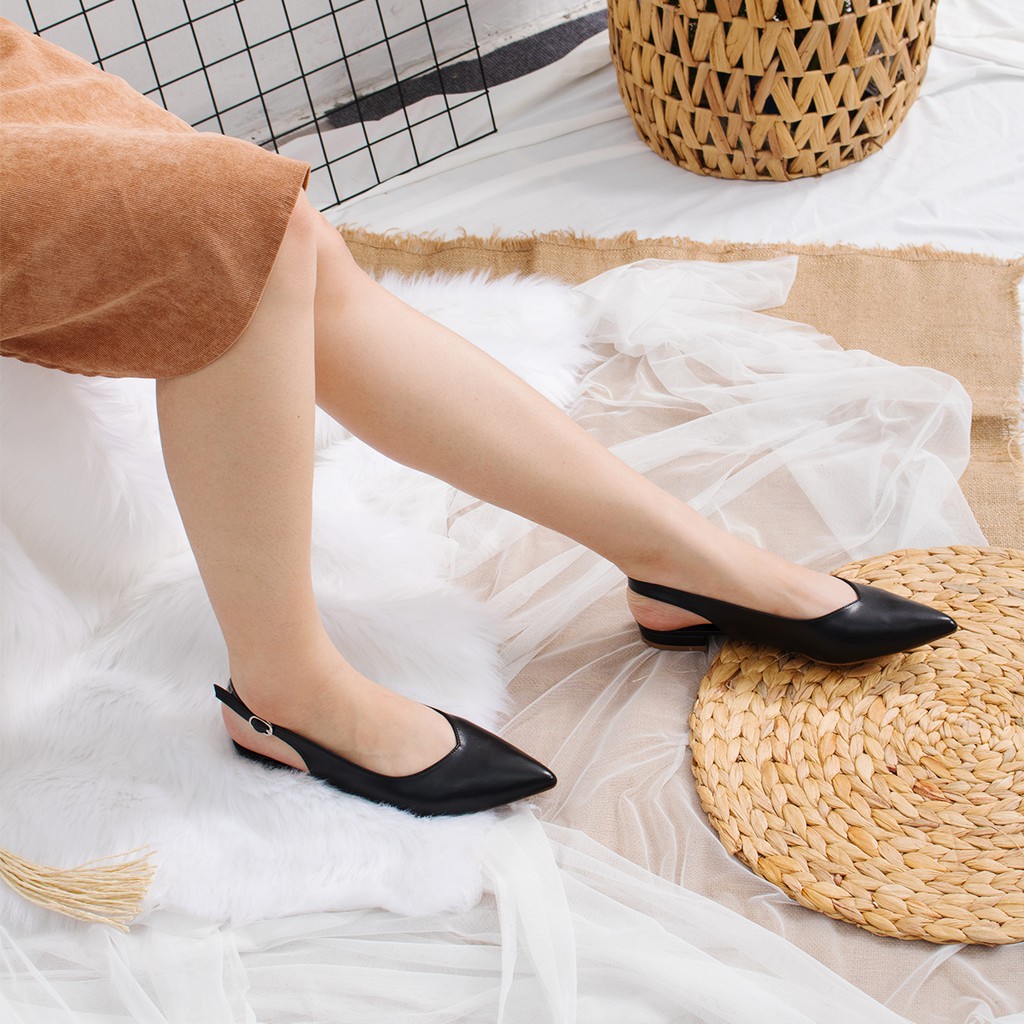 Giày nữ đế bệt mũi nhọn mẫu siêu hot 2019 Đen - Sunnie shoes