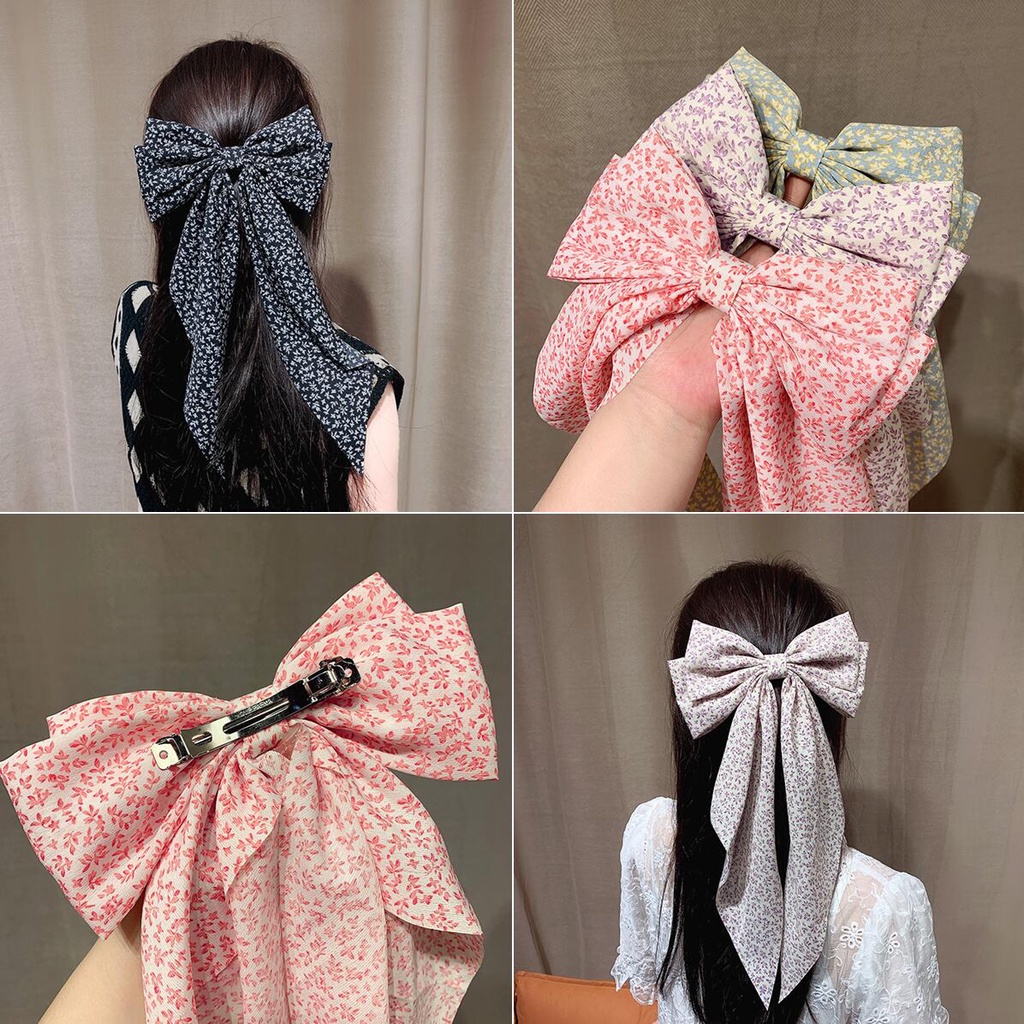 Dây Buộc Tóc Ruy Băng Dài In Họa Tiết Hoa Thanh Lịch Cổ Điển Cho Nữ