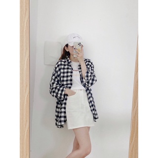 Sơ mi caro trắng đen